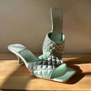 Jeffrey Campbell Mint Green Mr Big Slide Sandal Satin New Heels Quilted 42